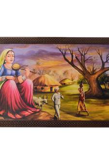 Village Scene Satin Matt Texture UV Art Painting