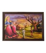 Village Scene Satin Matt Texture UV Art Painting