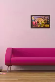 Village Scene Satin Matt Texture UV Art Painting