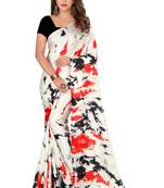 Multicolor plain crepe saree with blouse