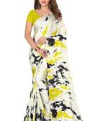 Multicolor plain crepe saree with blouse
