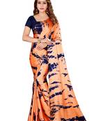 Multicolor plain crepe saree with blouse