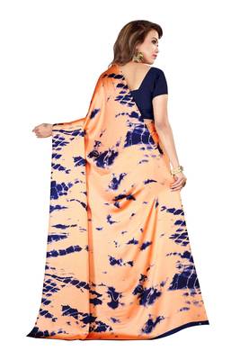 Multicolor plain crepe saree with blouse 2