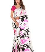 Multicolor plain crepe saree with blouse