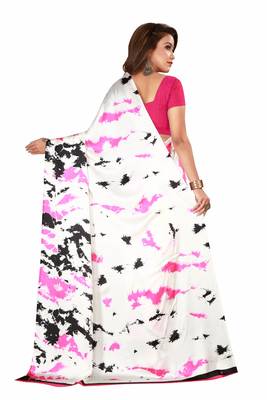 Multicolor plain crepe saree with blouse 2