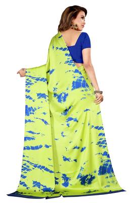 Multicolor plain crepe saree with blouse 2