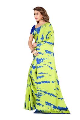 Multicolor plain crepe saree with blouse 3