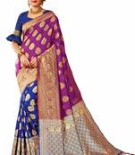 Purple woven banarasi saree with blouse