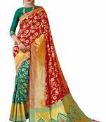 Red woven banarasi saree with blouse