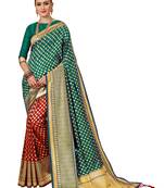 Green woven banarasi saree with blouse