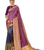 Purple Woven Banarasi Saree With Blouse