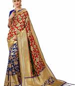 Red woven banarasi saree with blouse