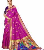 Pink woven banarasi saree with blouse