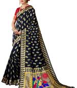 Black woven banarasi saree with blouse