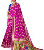 Pink woven banarasi saree with blouse
