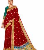Red Woven Banarasi Saree With Blouse