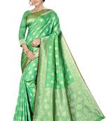Light green woven banarasi saree with blouse