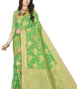 Green woven banarasi saree with blouse