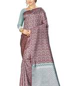 Brown woven banarasi saree with blouse