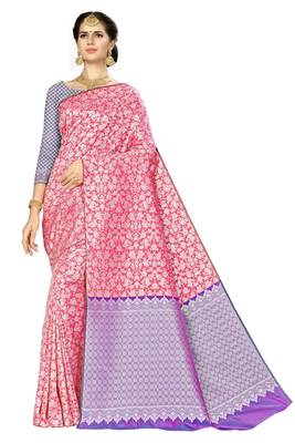 Red woven banarasi saree with blouse 1