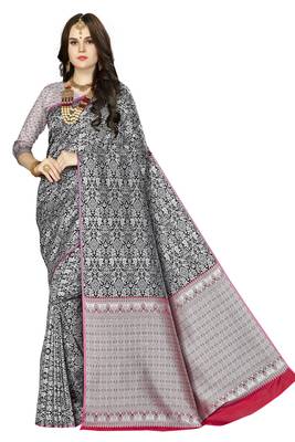 Black woven banarasi saree with blouse 1