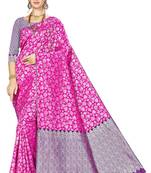 Magenta woven banarasi saree with blouse