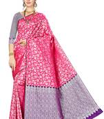 Pink woven banarasi saree with blouse