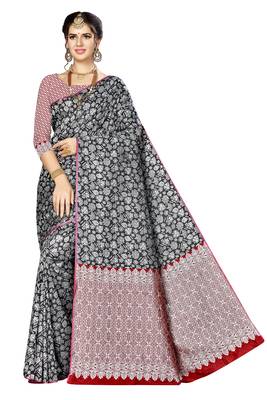   black woven banarasi saree with blouse 1