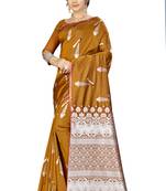 Mustard woven banarasi saree with blouse