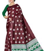 Maroon woven banarasi saree with blouse