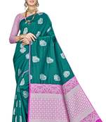Green woven banarasi saree with blouse