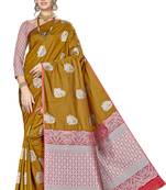 Mustard woven banarasi saree with blouse