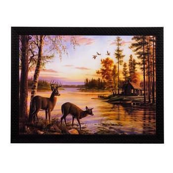 Deers Drinking Water Matt Textured UV Art Painting 1
