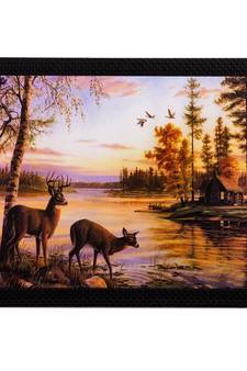 Deers Drinking Water Matt Textured UV Art Painting
