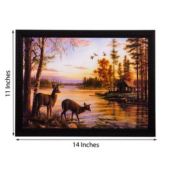 Deers Drinking Water Matt Textured UV Art Painting 3