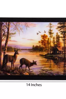 Deers Drinking Water Matt Textured UV Art Painting