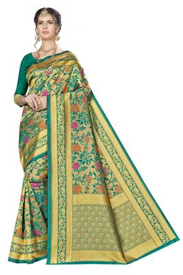 Multicolor woven banarasi saree with blouse 1