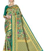 Multicolor woven banarasi saree with blouse