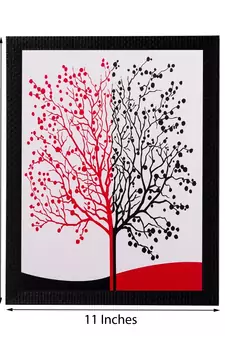 Abstract Black and Red Tree Matt Textured UV Art Painting