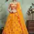 Graceful Mustard Yellow Thread and Sequins Embroidered Net fabric Indian wedding Lehenga dress