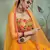 Graceful Mustard Yellow Thread and Sequins Embroidered Net fabric Indian wedding Lehenga dress