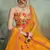 Graceful Mustard Yellow Thread and Sequins Embroidered Net fabric Indian wedding Lehenga dress