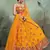 Graceful Mustard Yellow Thread and Sequins Embroidered Net fabric Indian wedding Lehenga dress