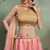 baby pink thread embroidered net semi stitched bridal lehenga