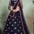 navy blue thread embroidered net semi stitched bridal lehenga