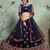 navy blue thread embroidered net semi stitched bridal lehenga