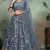 Ly Slate Grey Zari & Sequins Embroidered Semi Stitched Net Lehenga For Bridesmaid