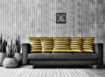 Lord Ganesha Playing Flute Special Effect Sparkle Velvet Touch Reprint on MDF 2