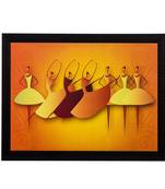 Abstract Dancing Girls Matt Textured UV Art Painting