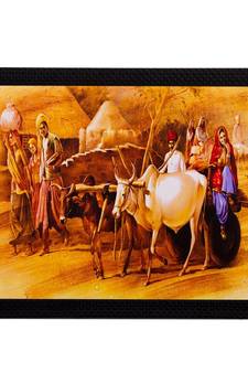 Bullock Cart Matt Textured UV Art Painting